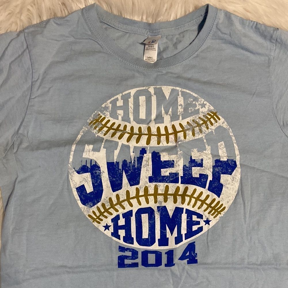 ⚾️ Home Sweep Home ⚾️ KC Royals Blue Crew Neck Tee sz L - Picture 4 of 7